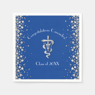 Guardanapo De Papel Graduação de Veterinária Azul Prata