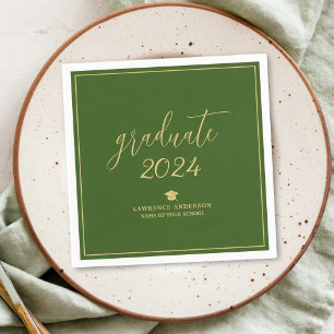 Guardanapo De Papel Graduação do Formando Elegant Forest Green 2024