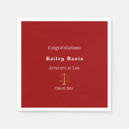 Guardanapo De Papel Graduação Dourada Escalas de Justiça Vermelha