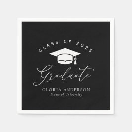 Guardanapo De Papel graduação em preto de script branco