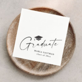 Guardanapo De Papel Graduação em preto e branco do Formando de Script 