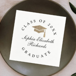 Guardanapo De Papel Graduação em preto e branco do Script Clássico