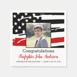 Guardanapo De Papel Graduação fina da linha vermelha do bombeiro