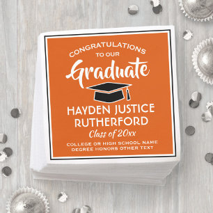 Guardanapo De Papel Graduação Gradua Laranja Moderna Branco e Preto