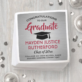 Guardanapo De Papel Graduação Graduação Cinza Vermelha Silver Bruta