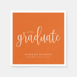 Guardanapo De Papel Graduação Laranja de Script de Caligrafia Moderna