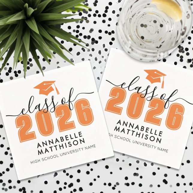 Guardanapo De Papel Graduação Laranja Graduado (Graduate OrangeGraduation Napkins)