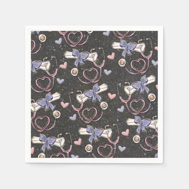 Guardanapo De Papel Graduação Médica Stethoscope (Frente)