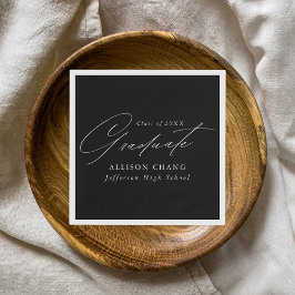 Guardanapo De Papel Graduação Mínima Elegante em Preto e Branco