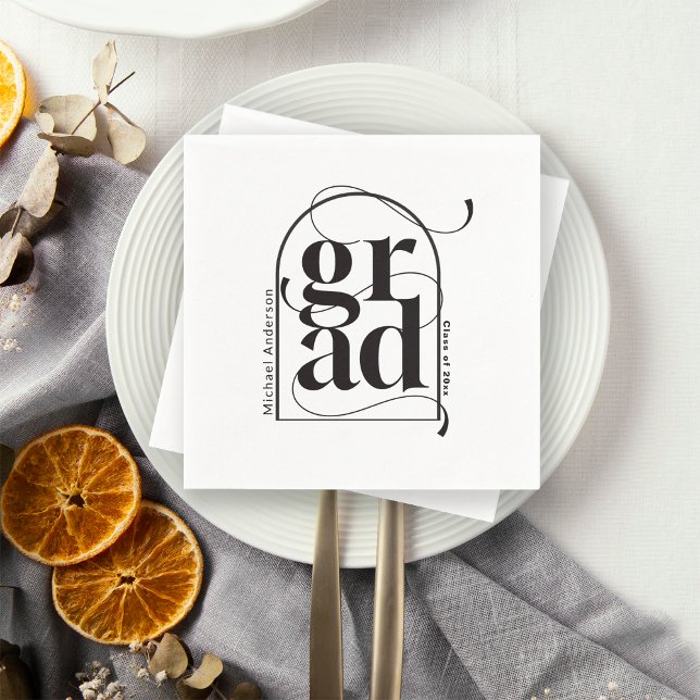 Guardanapo De Papel Graduação Mínima Moderna em negros (Criador carregado)