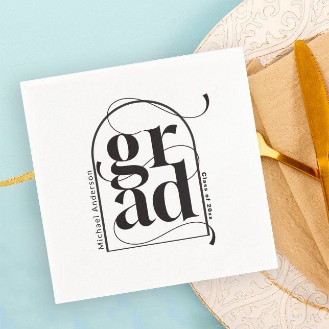Guardanapo De Papel Graduação Mínima Moderna em negros (Criador carregado)
