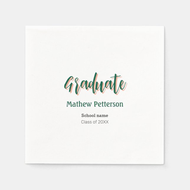 Guardanapo De Papel Graduação moderna de classe negra simples e a pret (Frente)