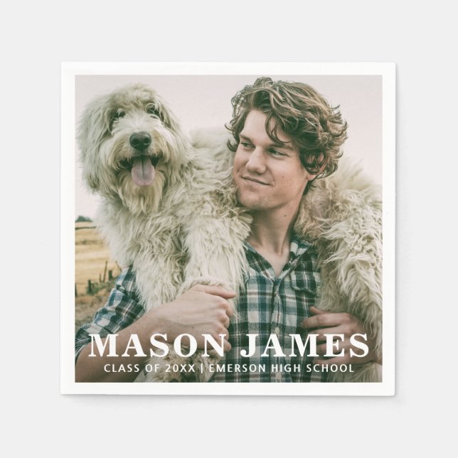 Guardanapo De Papel Graduação Moderna de Foto Simples (Frente)