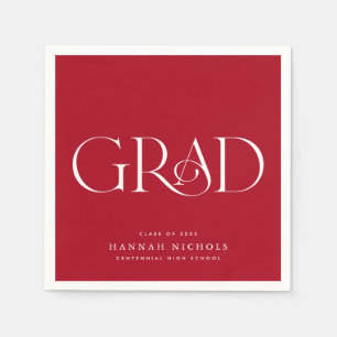 Guardanapo De Papel Graduação Moderno Elegante Tipo Vermelho Napkins