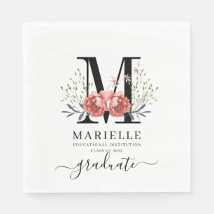 Guardanapo De Papel Graduação Monograma Floral Papel de Partido do L