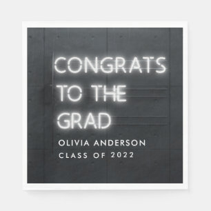 Guardanapo De Papel Graduação néon tipografia branca, felicitaçõe