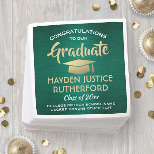 Guardanapo De Papel Graduação Parabéns, Dourado Verde e Branco