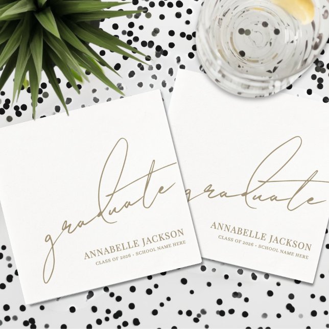 Guardanapo De Papel Graduação Personalizada a Ouro (Personalized Gold Graduation Napkins)