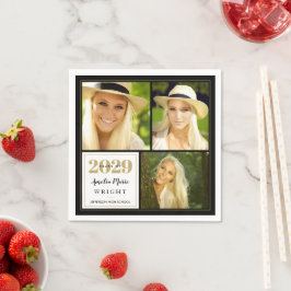 Guardanapo De Papel Graduação Personalizada Clássica Preta e Dourada