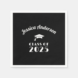 Guardanapo De Papel Graduação Personalizada em Preto e Branco
