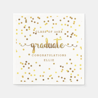 Guardanapo De Papel Graduação Personalizada Faux Gold Foil Confetti