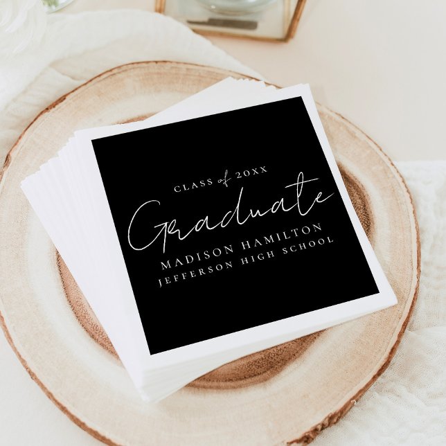 Guardanapo De Papel Graduação Preta de Script Manuscrito Moderno (Criador carregado)