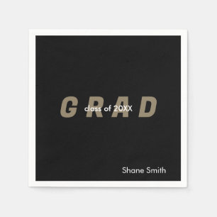 Guardanapo De Papel Graduação Preta Personalizada Contemporânea