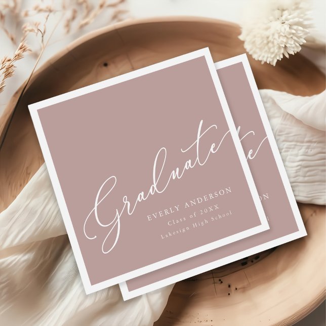 Guardanapo De Papel Graduação Simples de Formando de Script Moderno (Criador carregado)