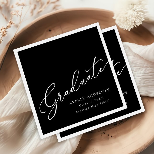 Guardanapo De Papel Graduação Simples de Formando de Script Moderno (Criador carregado)