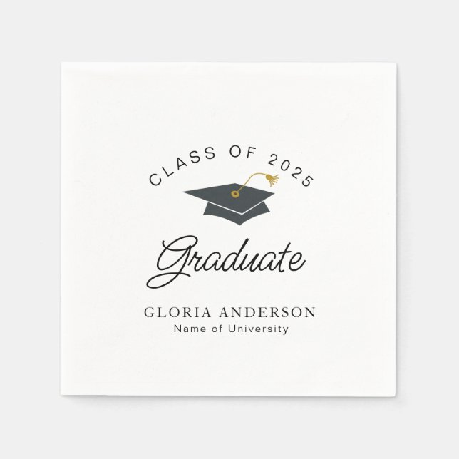 Guardanapo De Papel graduação simples em preto e branco (Frente)