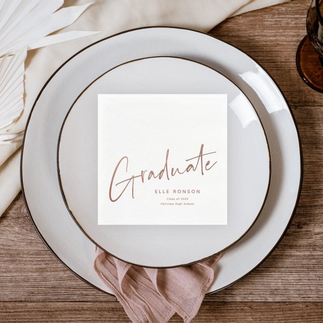 Guardanapo De Papel Graduação Simples em Script Dourado Rosa (Criador carregado)