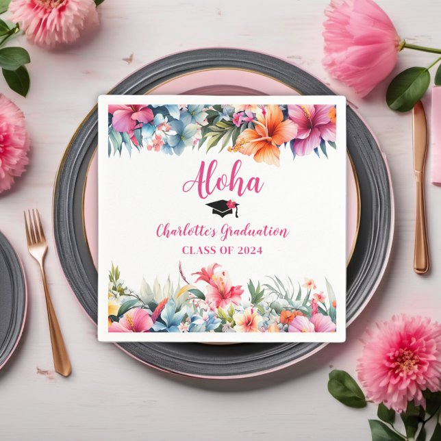 Guardanapo De Papel Graduação Tropical Aloha Luau 2024 (Criador carregado)