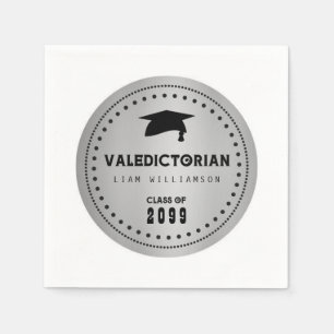 Guardanapo De Papel Graduação Valedictoriana Negra e Prata