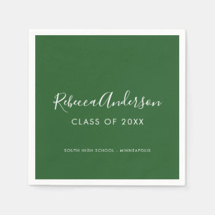 Guardanapo De Papel Graduação Verde Escura Mínima de Caligrafia Modern