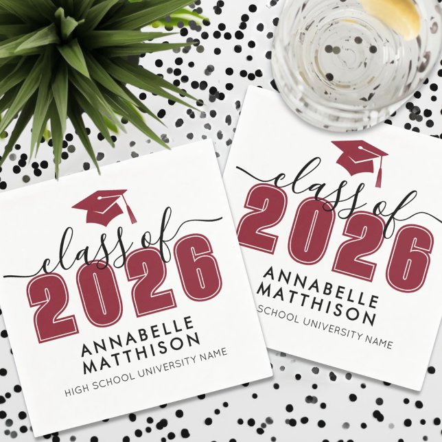 Guardanapo De Papel Graduação Vermelha Graduada (Graduate Red Graduation Napkins)