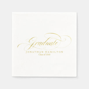 Guardanapo De Papel Graduado Folha Dourada Caligrafia Chique Formatura