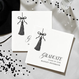 Guardanapo De Papel Graduate Black Bow Tassel Graduation Party