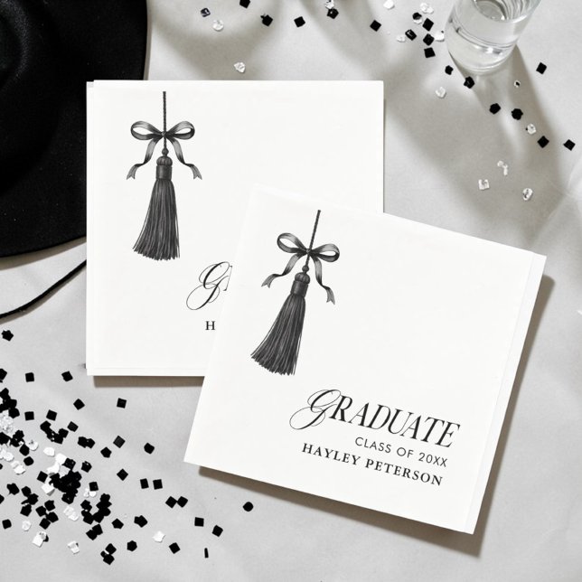 Guardanapo De Papel Graduate Black Bow Tassel Graduation Party (Criador carregado)