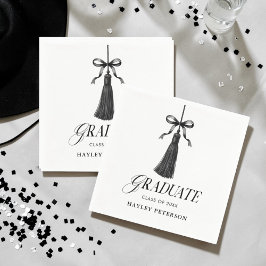 Guardanapo De Papel Graduate Laco Preto com Borla Coquetel de Formatur