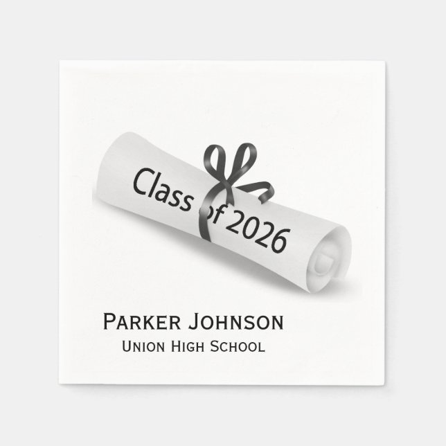 Guardanapo De Papel Graduation 2026 Diploma On White (Frente)