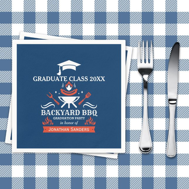 Guardanapo De Papel Graduation BBQ Backyard Navy Blue (Criador carregado)