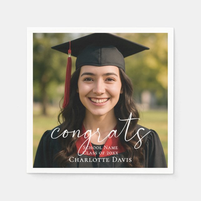 Guardanapo De Papel Graduation party photo script congrats (Frente)