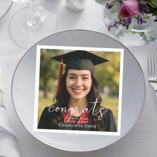 Guardanapo De Papel Graduation party photo script congrats luncheon (Criador carregado)
