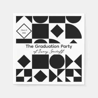 Guardanapo De Papel Graduation Simplistic Geometry Black and White