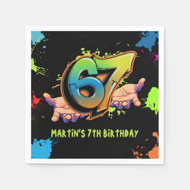 Guardanapo De Papel Graffiti Six Seven Kids Birthday Napkins (Frente)