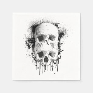 Guardanapo De Papel Gráfica de Tinta Preta com Gotejamento de Caveira