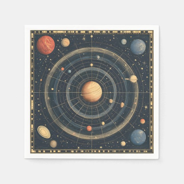 Guardanapo De Papel Gráfico Celestial Centrado em Júpiter Design (3) (Frente)