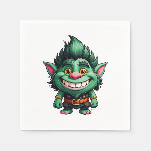 Guardanapo De Papel Gráfico feliz de Chibi Troll (Frente)