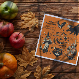 Guardanapo De Papel Gráficos de Halloween em Estilo Vintage Personaliz