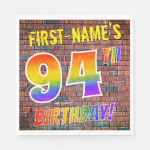 Guardanapo De Papel Grafite Rainbow Olhe 94º ANIVERSÁRIO! + Nome Per